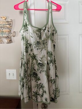 Rachel Zoe White Mini Dress with Green Botanical Print